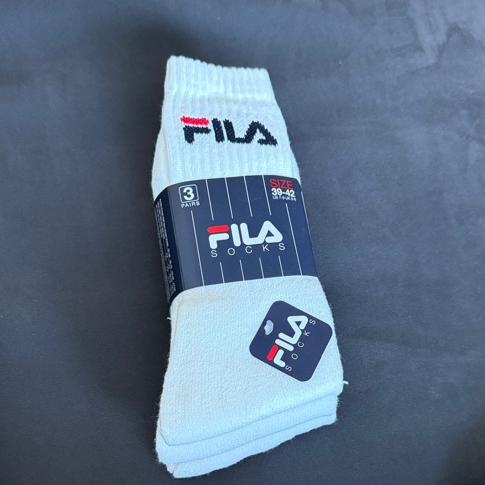 Fila Athletic Socks - White with Black and Red Accents